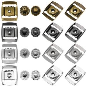 lot 6327 image: Yyangz Stainless Steel Rectangle Toothed Cap Buckles 20 Sets 4 Colors