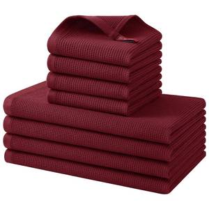 lot 6341 image: Homaxy Kitchen Towel and Dishcloth Set 8 Pack Waffle Weave Burgundy