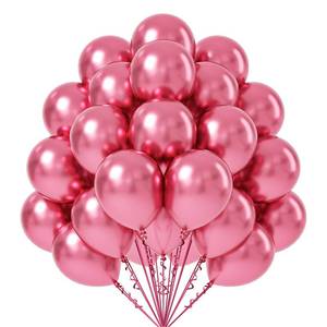 lot 6342 image: 50 Pack Metallic Pink Latex Balloons 12 Inch