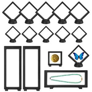 lot 6362 image: 12 Pcs 3D Floating Display Case Set for Collectibles with Bases