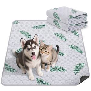 lot 6365 image: WanpeeGoo Washable Dog Pee Pads Non-Slip Waterproof 24 x 36 in 2 Pack Leaf