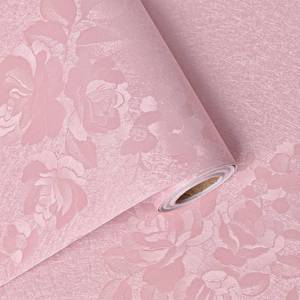 lot 6366 image: Lativo Pink Silk Embossed Floral Peel and Stick Wallpaper 17.7in x 197in