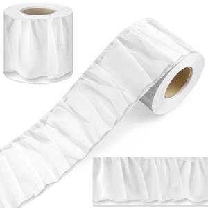 lot 6371 image: Zonon White Ruffled Bulletin Board Border 65 Ft Roll