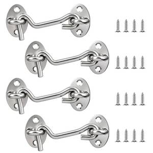 lot 6374 image: Mikniri Hook and Eye Door Latch 3 Inch Stainless Steel 4 Pcs