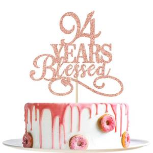 lot 6399 image: YotaWish Cake Topper Rose Gold Glitter 94th Birthday Party Decorations Hello 94