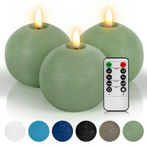 lot 7903 image: Yongmao Flameless LED Ball Candles with Remote Green 3 Inch Set of 3