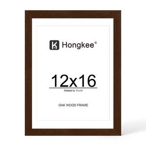 lot 7909 image: Hongkee Walnut Oak Wood Picture Frame 12 x 16