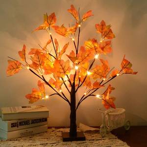 lot 7939 image: S-Union Artificial Fall Lighted Maple Tree 24 LED 24-Inch Battery Operated