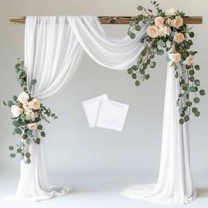 lot 7944 image: Wokceer Wedding Arch Sheer Draping Fabric Backdrop 2 Panels 20 Ft