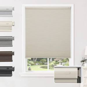 lot 7945 image: Joydeco No Drill Cordless Blackout Cellular Shades 15W x 36H Beige