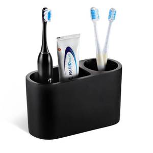 lot 7947 image: Luxspire Toothbrush and Toothpaste Holder 2-Slot Resin Matte Black