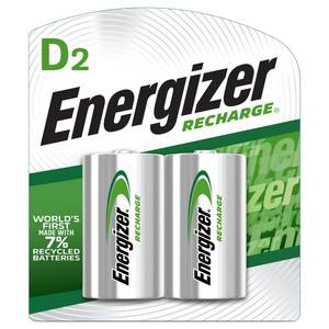 lot 8004 image: Energizer Recharge Universal Rechargeable D Cell Batteries 2 Pack