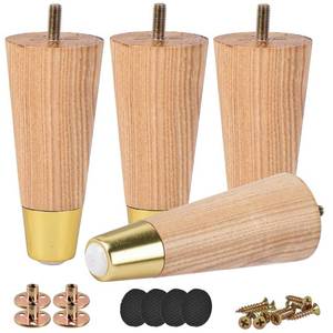 lot 8030 image: Btowin Ash Wood Tapered Furniture Legs 4 Inch with 516 Bolts 4 Pcs