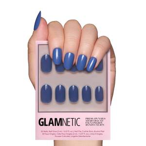 lot 8086 image: Glamnetic Press On Nails Short Round Solid Dark Blue 30 Pc