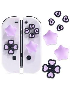 lot 8087 image: Jusy Thumb Grip Caps Button Covers for Nintendo Switch OLED Lite Black Purple