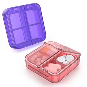 lot 8090 image: Easyhope Pill Box 4 Compartments Portable Pill Organizer Pink Purple
