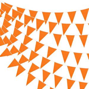 lot 8098 image: Hahafelt Pennant Banner 100 Ft 75 Triangle Flags Orange
