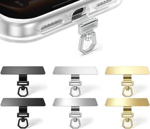 lot 8103 image: QiweDour Phone Tether Tab Stainless Steel 6 Pack 360 Rotating Gold Silver Black