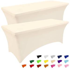 lot 8116 image: Smiry Fitted Spandex Table Cloth 6FT Beige 2 Pack