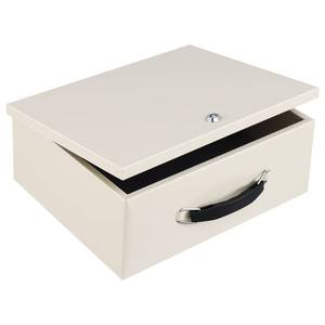lot 9057 image: Dalmbox Fire Resistant Document Lock Box Safe with Key, Beige