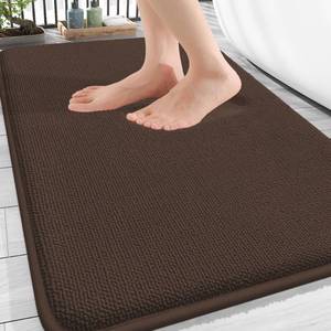 lot 9059 image: OLANLY Thick Memory Foam Bathroom Rugs 32x20, Absorbent Bath Mat, Brown