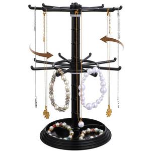 lot 9061 image: NUOBESTY Rotating Jewelry Rack Organizer Stand 11.81X8.07X8.07In Necklace Bracelet Holder Keychain Display for Home Desktop Store