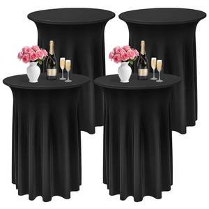lot 9062 image: COSINIA 4 Pack Black Cocktail Table Cover 32 x 43 Inch with Wavy Skirt