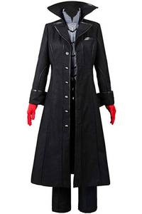 lot 9066 image: Ya-cos Persona 5 Protagonist Joker Cosplay Costume Coat Suit Jacket Outfit Top Attire Dress Up,Black,Large