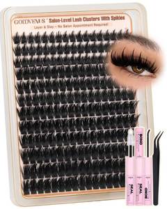 lot 10002 image: Manga Lash Clusters Kit with Spikes Wispy Fluffy Cluster Eyelash Extensions Kit Anime Eyelashes Clusters Reusable Faux Mink Fairy Individual Lash Extension Kit (D Curve 12-18mm 204 pieces)
