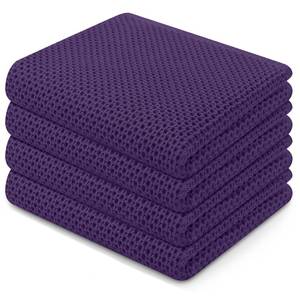 lot 10019 image: Homaxy 100% Cotton Waffle Weave Kitchen Dish Towels 4-Pack, Eggplant