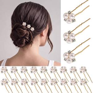 lot 10023 image: WILLBOND 18 Pcs Pearl Hair Pins Wedding Brides Hair Accessorie,Gold