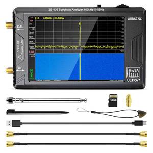 lot 10025 image: AURSINC TinySA Ultra ZS406 Spectrum Analyzer, 4.0 Touchscreen 100kHz-5.4GHz Handheld Frequency Analyzer with 32Gb Card, 2-in-1 Signal Generator MFHFVHF UHF Input, HW V0.4.6, 2025 Upgraded