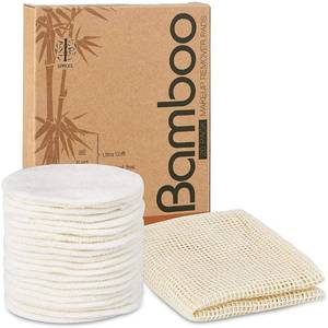 lot 10028 image: 20 Packs Organic Reusable Makeup Remover Pads, Washable Bamboo Cotton Rounds for All Skin Types with Cotton Laundry Bag