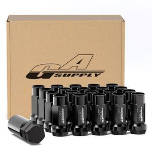lot 10452 image: GAsupply M14x1.5 Extended Open Lug Nuts Black, 1.9 Tall 17mm Hex Cone Seat