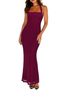 lot 10454 image: REORIA Womens Mesh Wedding Guest Maxi Dresses Cordovan Medium