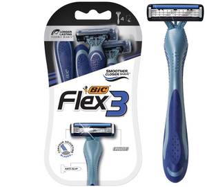 lot 10467 image: BIC Flex 3 Men��s Disposable Razors With 3 Blades, For a Smooth and Comfortable Shave, 4 Piece Razor Kit for Men