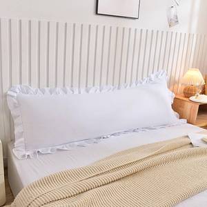 lot 10468 image: Nanko Body Pillow Case Cover 1 Pack 20x54, White Ruffled Boho Soft Shabby Chic Microfiber Extra Long Decorative Pillow CoversPillow Shams, Comfortable Body Pillowcase for Women Men