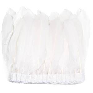 lot 10470 image: MAOFENG 2 Yards Natural Goose Feathers Trim Sewing Fringe Fashion Dress Sewing 6-8inch for DIY Handicrafts Costumes Decoration,White