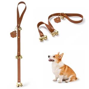 lot 10490 image: Bifeaw Adjustable Leather Dog Door Bell for Housebreaking (Brown)