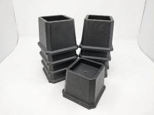 lot 11083 image: Set of 9 Black Plastic Square Furniture Risers with Textured Finish