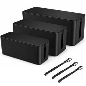 lot 13005 image: Jung Ford Cable Management Boxes Set of 3 with 3 Wire Ties, Black