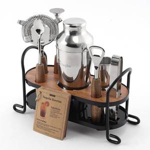 lot 13012 image: Cocktail Shaker Set with Stand 25 oz Mixology Bartender Kit