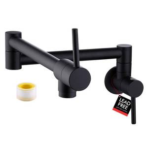 lot 13938 image: KES Pot Filler Faucet Matte Black Lead-Free 12 NPT Wall Mount
