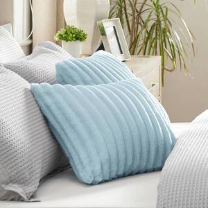 lot 13966 image: Bedsure Striped Throw Pillow Covers, Light Blue, 18x18, Set of 2