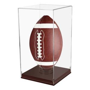 lot 13976 image: Vertical Football Display Case Clear Acrylic Wood Base Full Size