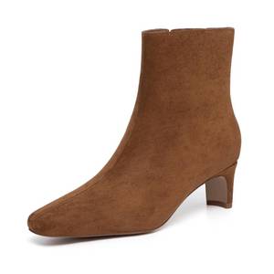lot 13989 image: Athlefit Womens Square Toe Chunky Heel Ankle Boots Brown Suede Size 7.5