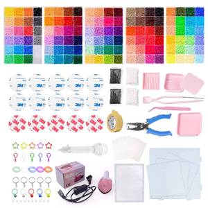 lot 13990 image: Anergoo Fuse Beads Kit 0.1024 in 120 Colors with Iron and Hole Punch