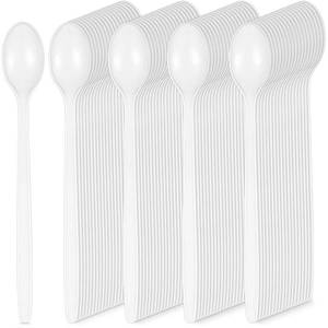 lot 14169 image: Romooa Disposable Long Handle Plastic Spoons, 150 Pcs, White