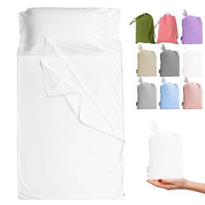 lot 14173 image: Cozysilk Cotton Sleeping Bag Liner with Zipper Single Luxury 41 x 87 Inch White
