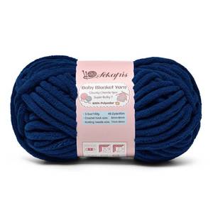 lot 14204 image: Sekafris Chenille Yarn #7 Super Bulky 3.5 oz 49.2 yds Navy Blue